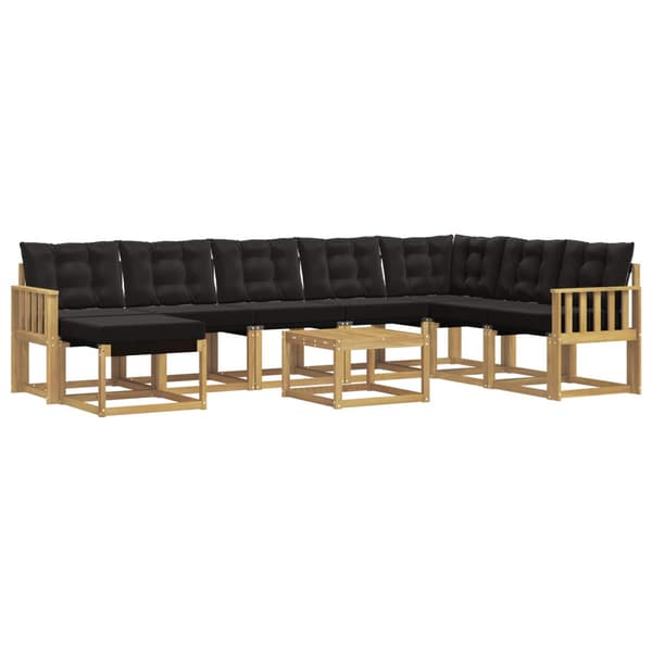Utomhussoffset med kudde 9 pcs Vit och svart