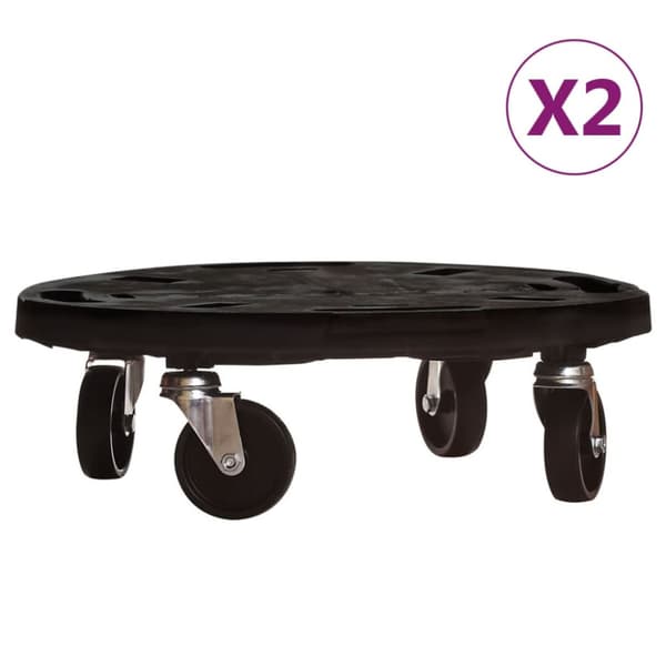 Blomvagnar med hjul 2 st diameter 40 cm svart 275 kg