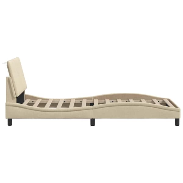 Bed Frame without Mattress "Hanko" Cream 80x200cm Fabric