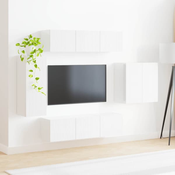TV väggskåp set Väggmonterad 6 pcs Vit