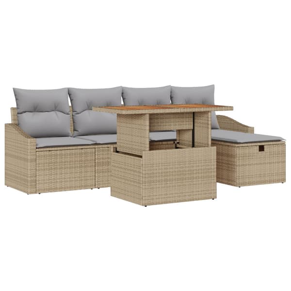 Trädgårdsoffset 6 st Beige konstrotting