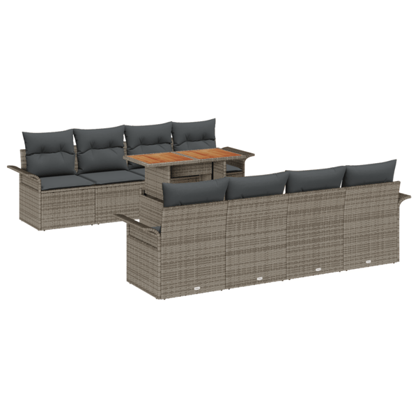 Trädgårdsoffset med lagring 9 pcs Grå Poly rattan
