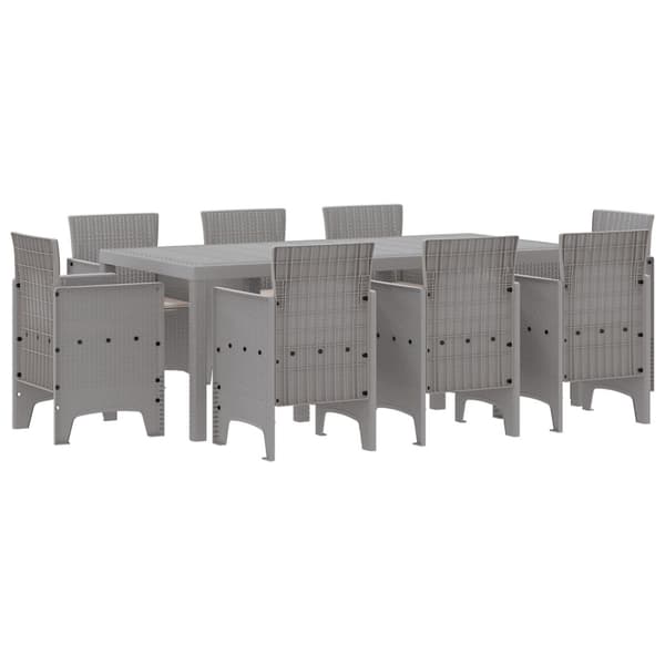 Trädgårdsmöbelset 9 pcs Ljusgrå Polypropylen