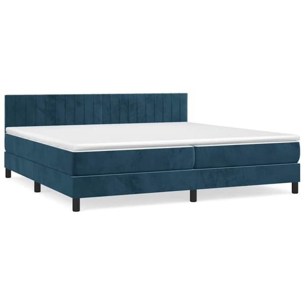 Ramsäng med madrass mörkblå 200x200 cm sammet