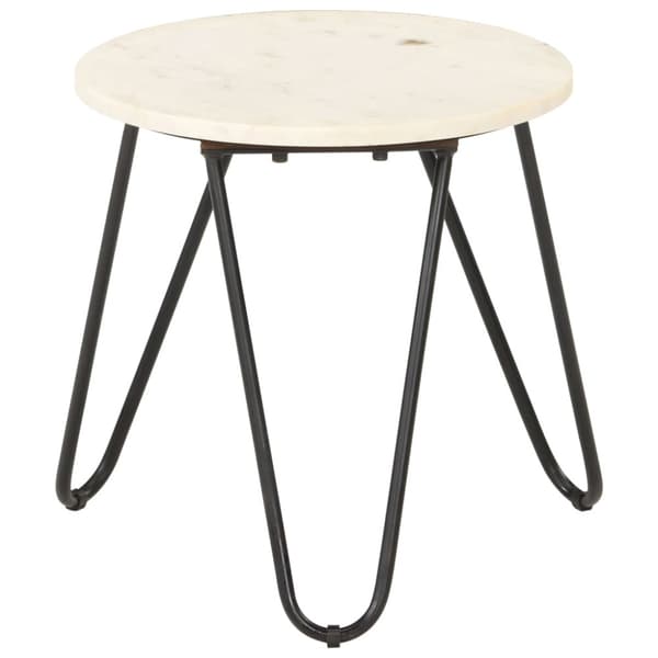 Soffbord vit 40x40x40 cm äkta sten med marmorstruktur