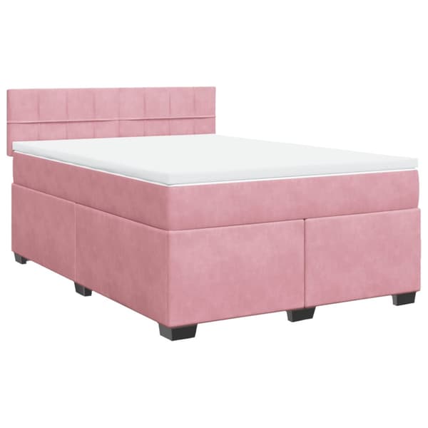 Ramsäng med madrass rosa 140x190 cm sammet