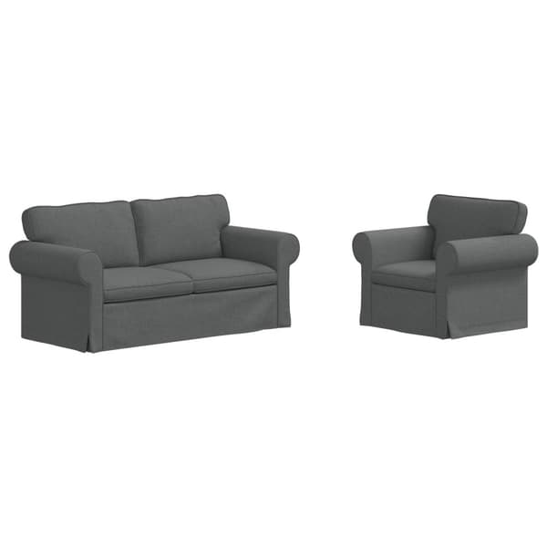 Soffset 2 pcs Mörkgrå 175 x 82 x 80 cm tyg