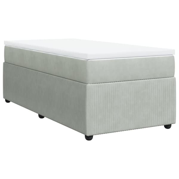 Ramsäng med madrass ljusgrå 80x200 cm sammet