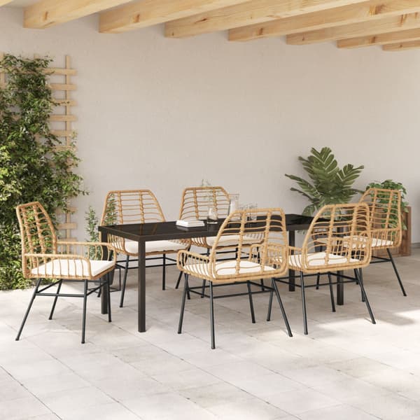 Trädgårdsmöbelset 7 pcs Brun konstrotting