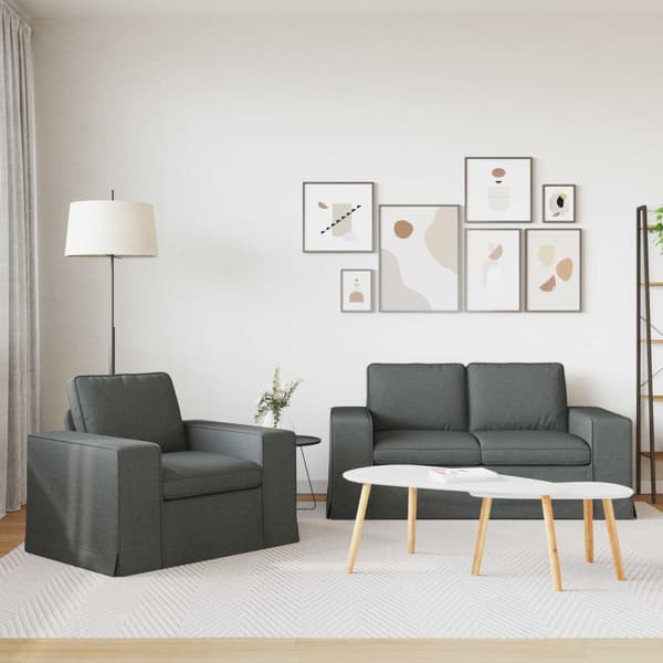 Soffset 2 pcs Mörkgrå 182 x 80 x 82 cm tyg