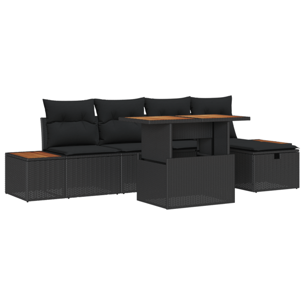 Trädgårdsoffset 6 pcs Svart konstrotting