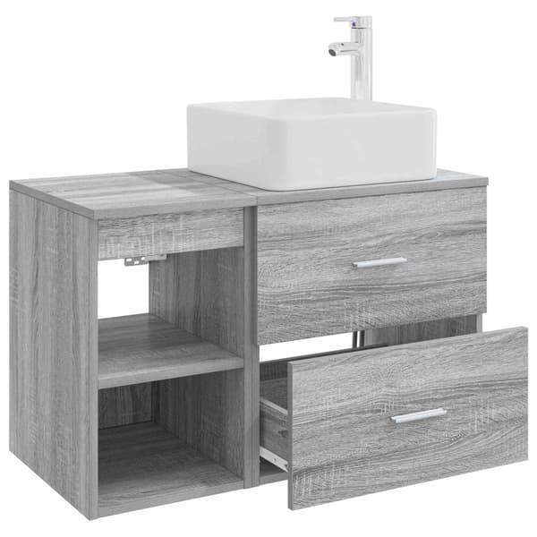 Badrumsmöbelset 2 pcs Grå Sonoma Konstruerat trä