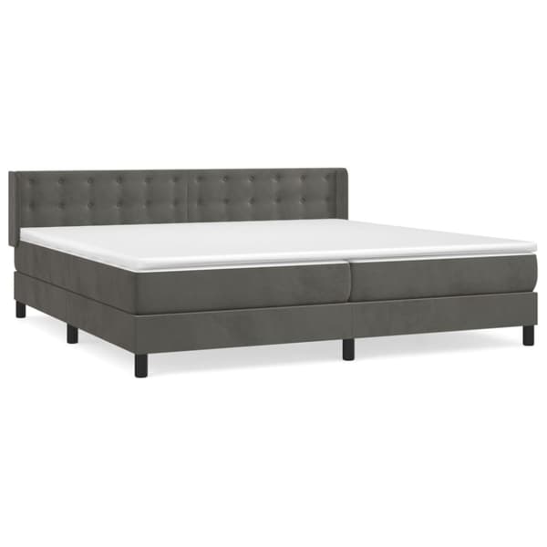 Ramsäng med madrass mörkgrå 200x200 cm sammet