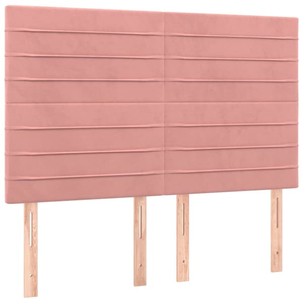 Ramsäng med madrass rosa & LED 140x200 cm sammet