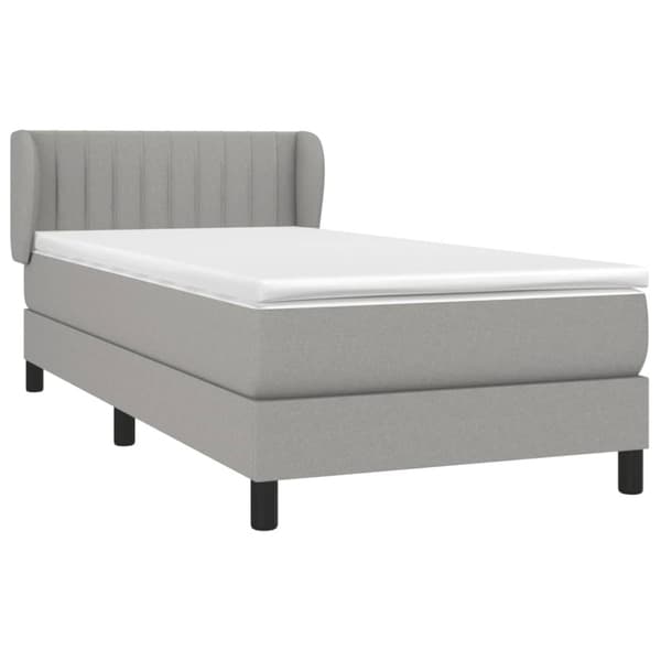 Ramsäng med madrass ljusgrå 90x190 cm tyg