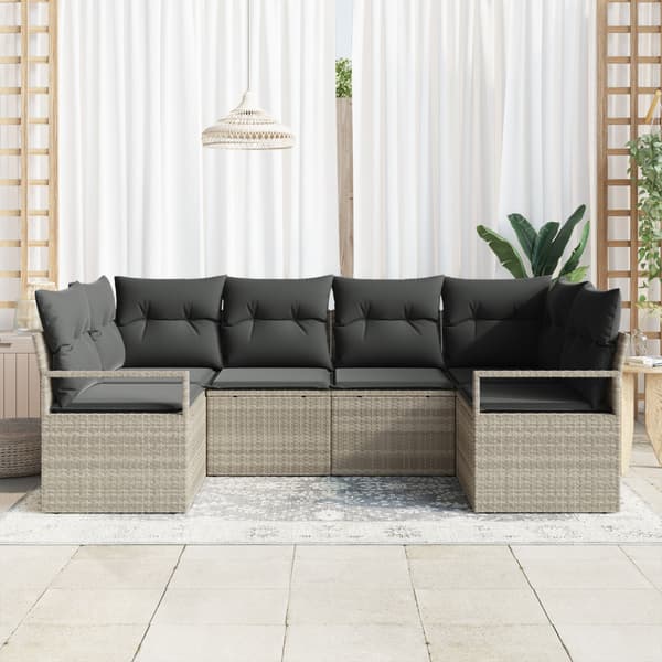 Soffset med kudde 6 pcs Ljusgrå konstrotting