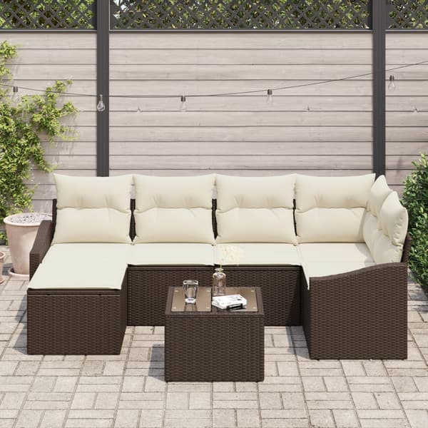 Soffset med kudde 7 pcs Brun konstrotting