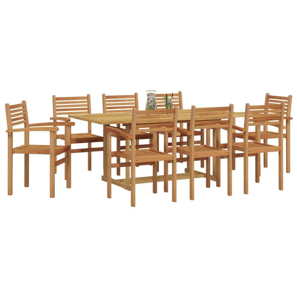 Trädgårdsmöbelset 9 pcs Brun Massivt teakträ