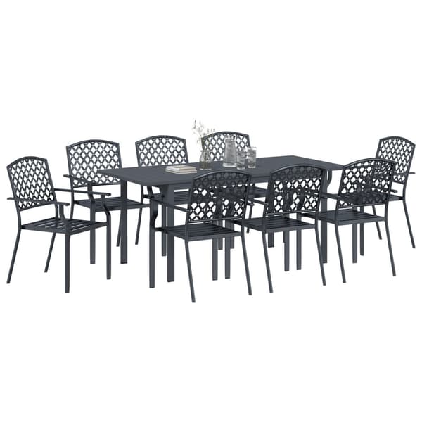 Trädgårdsmöbelset 9 pcs Antracit Pulverlackerad stål