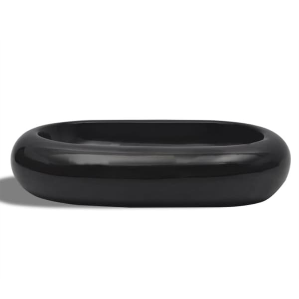 Handfat svart keramisk oval