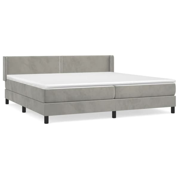 Ramsäng med madrass ljusgrå 200x200 cm sammet