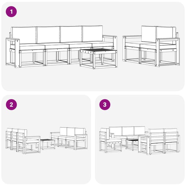 Utomhussoffset med kudde 7 pcs Vit och Beige