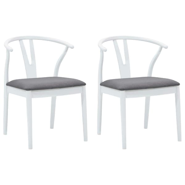 Matstol 2 pcs Vitt och Grått Massiv Gummiträ