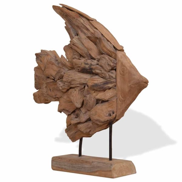 Fiskskulptur teak 40x12x57 cm