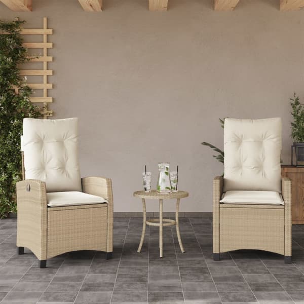 Bistrogrupp med dynor 3 delar beige konstrotting