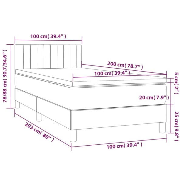 Ramsäng med madrass mörkblå 100x200 cm sammet