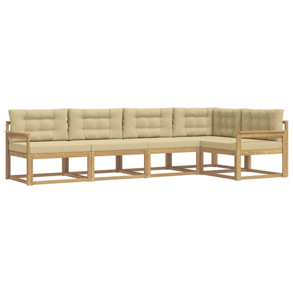 Utomhussoffset med kudde 4 pcs Vit och Beige Polyester
