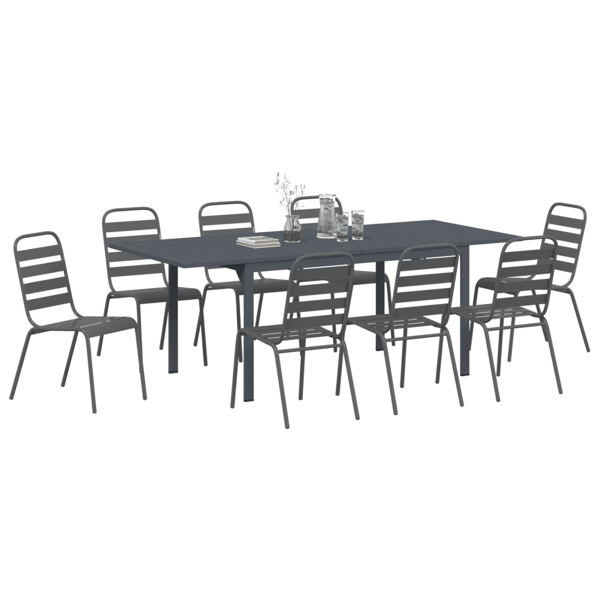 Trädgårdsmöbelset 9 pcs Antracit Pulverlackerad stål