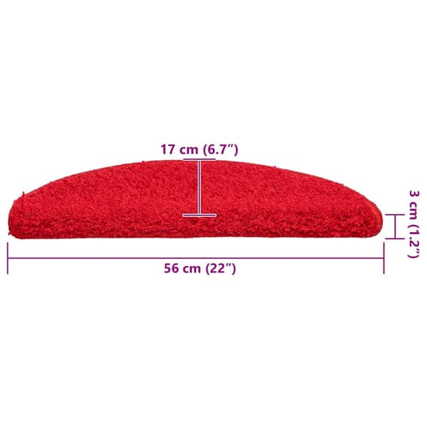 Trappmattor 20 st 56x17x3 cm röda halvrunda
