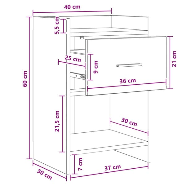 Sängbord Vit 40 x 30 x 60 cm Konstruerat trä
