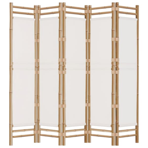 Rumsavdelare 5 paneler hopfällbar 200 cm bambu och kanvas
