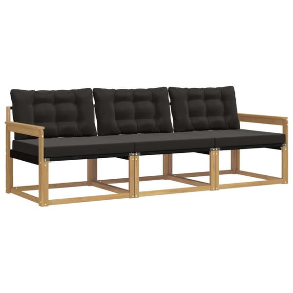 Utomhussoffset med kudde 3 pcs Vit och svart