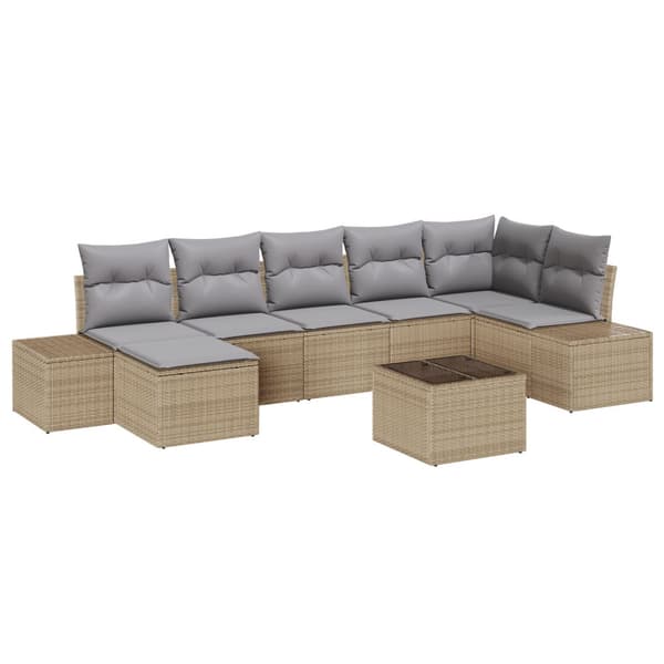 Trädgårdsoffset med kudde 8 pcs Beige konstrotting