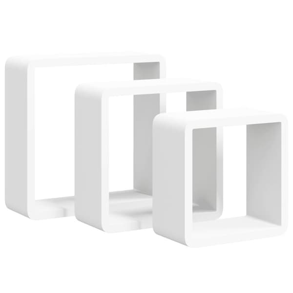 Vägghyllor kub 3 st vit MDF