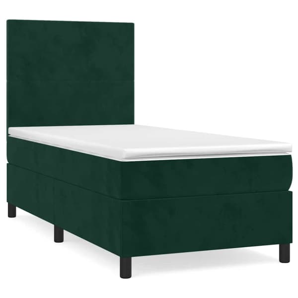 Ramsäng med madrass mörkgrön 90x190 cm sammet