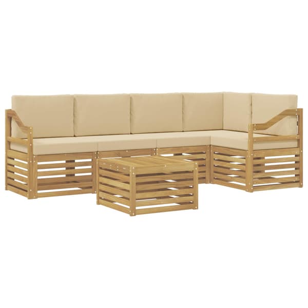 Utomhussoffset 6 pcs Vit och Beige 59 x 59 x 37 cm Polyester