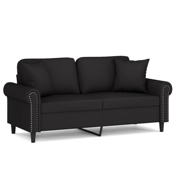 2-sitssoffa med prydnadskuddar svart 140 cm sammet
