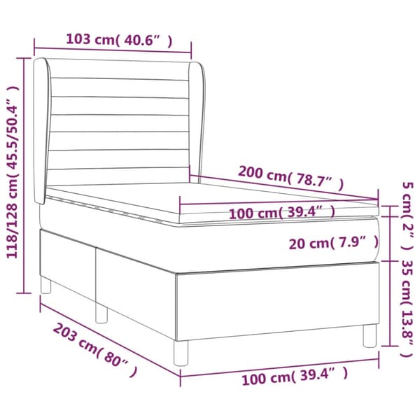 Ramsäng med madrass mörkblå 100x200 cm sammet