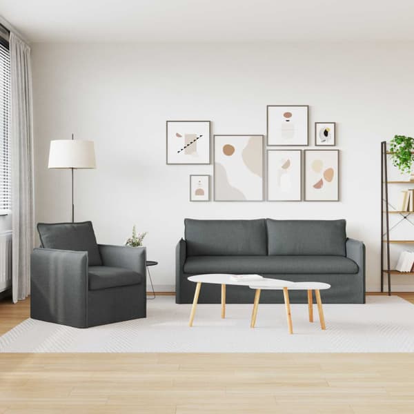Soffset 2 pcs Mörkgrå 196 x 82 x 85 cm Tyg