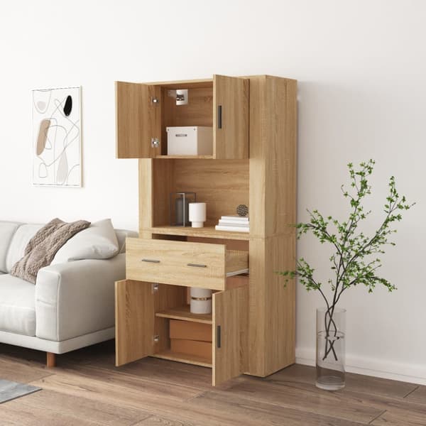 Högskåp sonoma-ek konstruerat trä