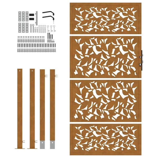 Trädgårdsgrind 100x175 cm väderbeständig stålbladsdesign