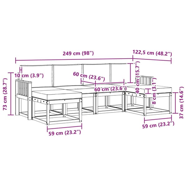 Utomhussoffset med kudde 6 pcs Naturlig och Grädde