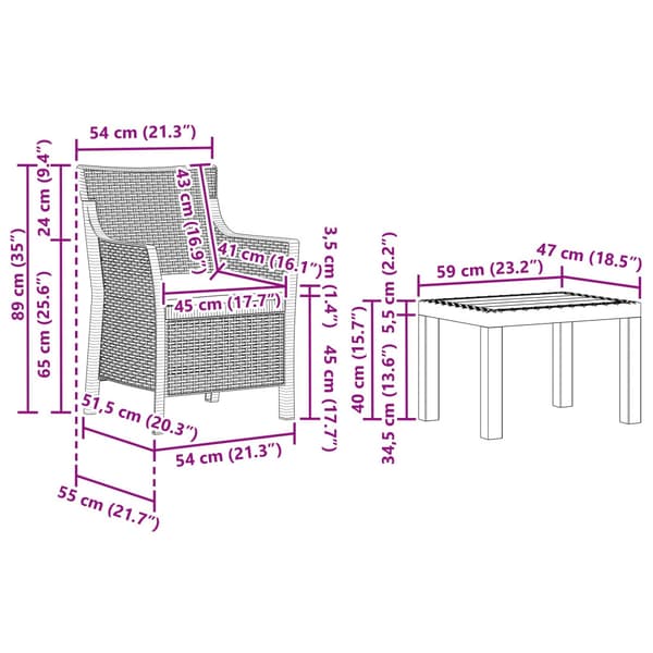 Lounge-set med kudde 3 pcs Vit PP