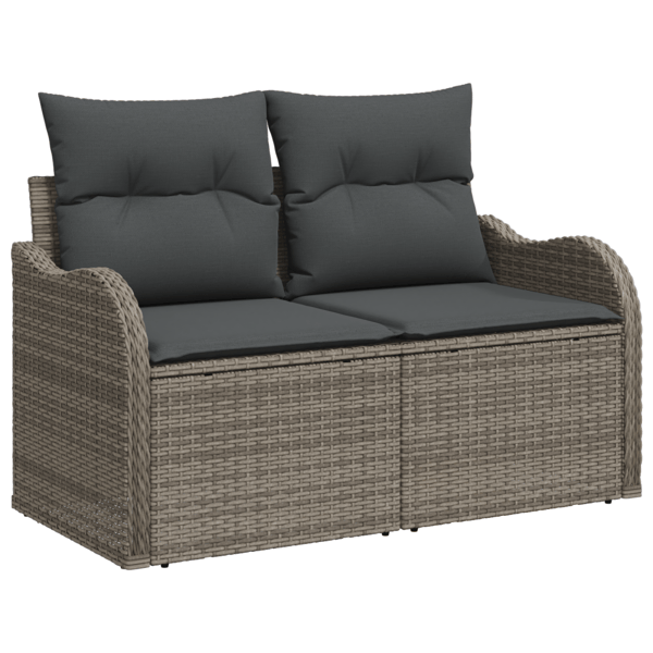 Trädgårdsoffset med lagring 9 pcs Grå Poly rattan