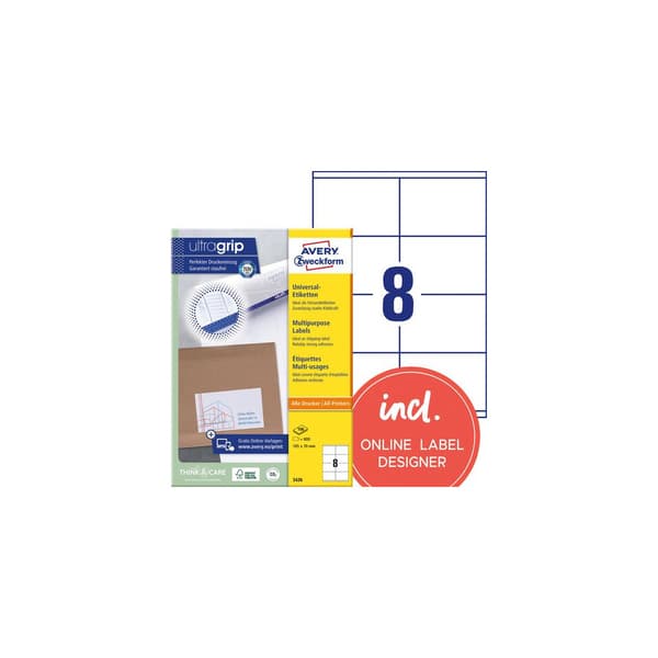 Etikett AVERY UG 105x70mm 1000/fp