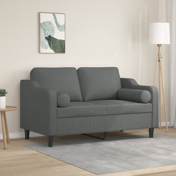 2-sits soffa med prydnadskuddar mörkgrå 120 cm tyg